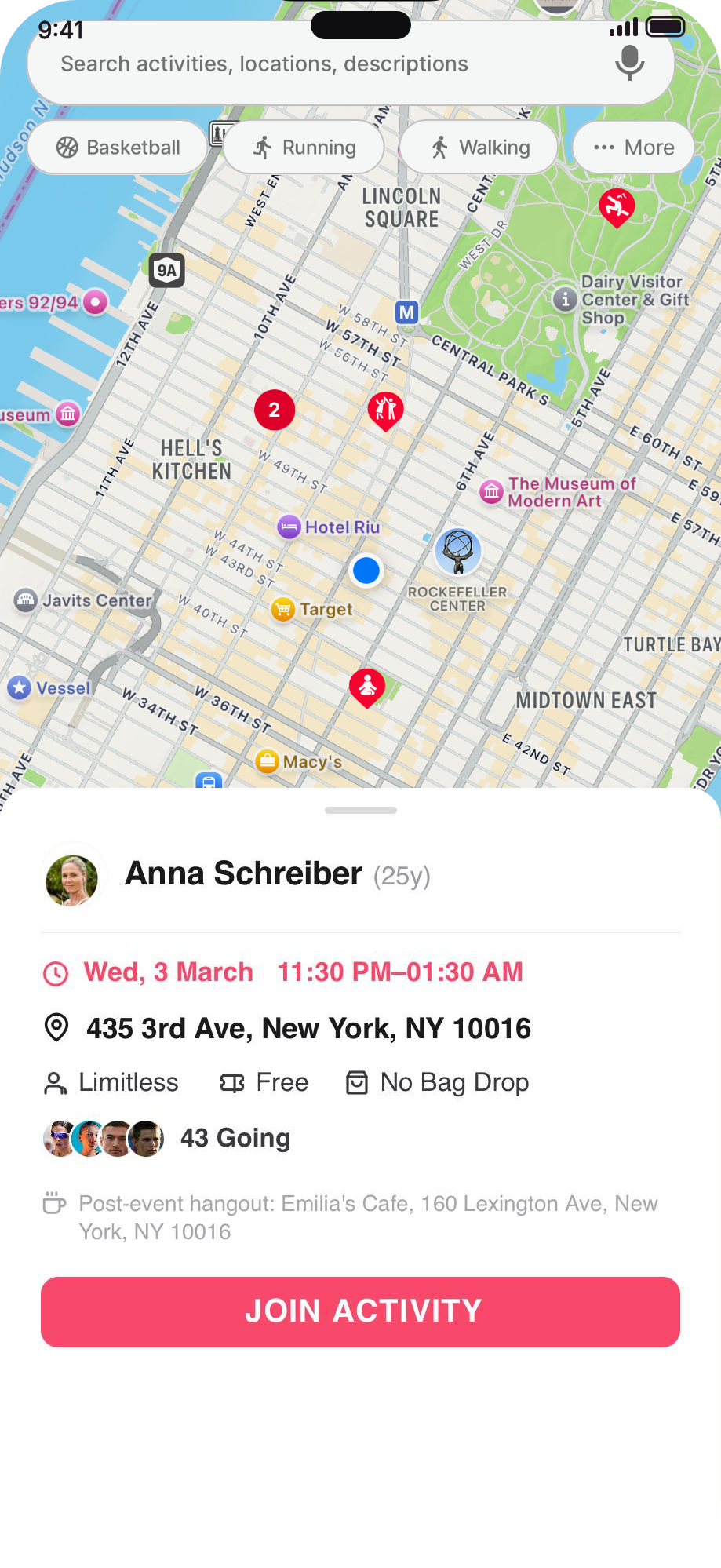 TeamitApp activity details and join
