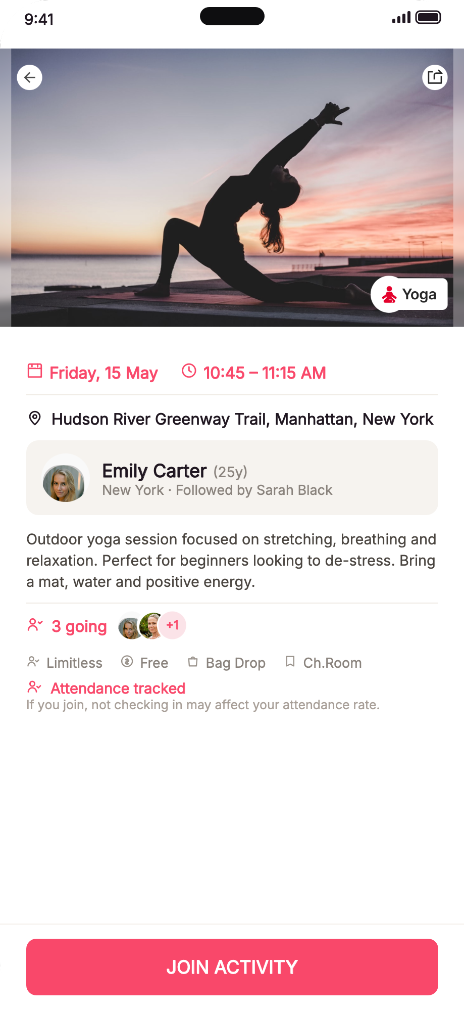 TeamitApp activity detail screen